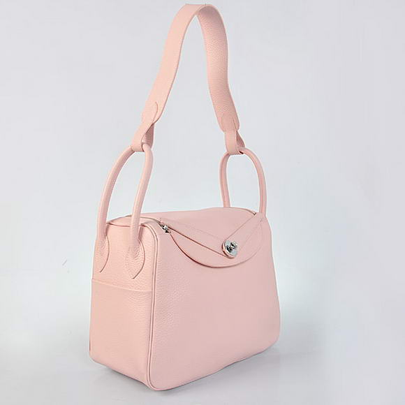 High Quality Replica Hermes Lindy 30CM Havanne Handbags 1057 Pink Leather Silver Hardware - Click Image to Close